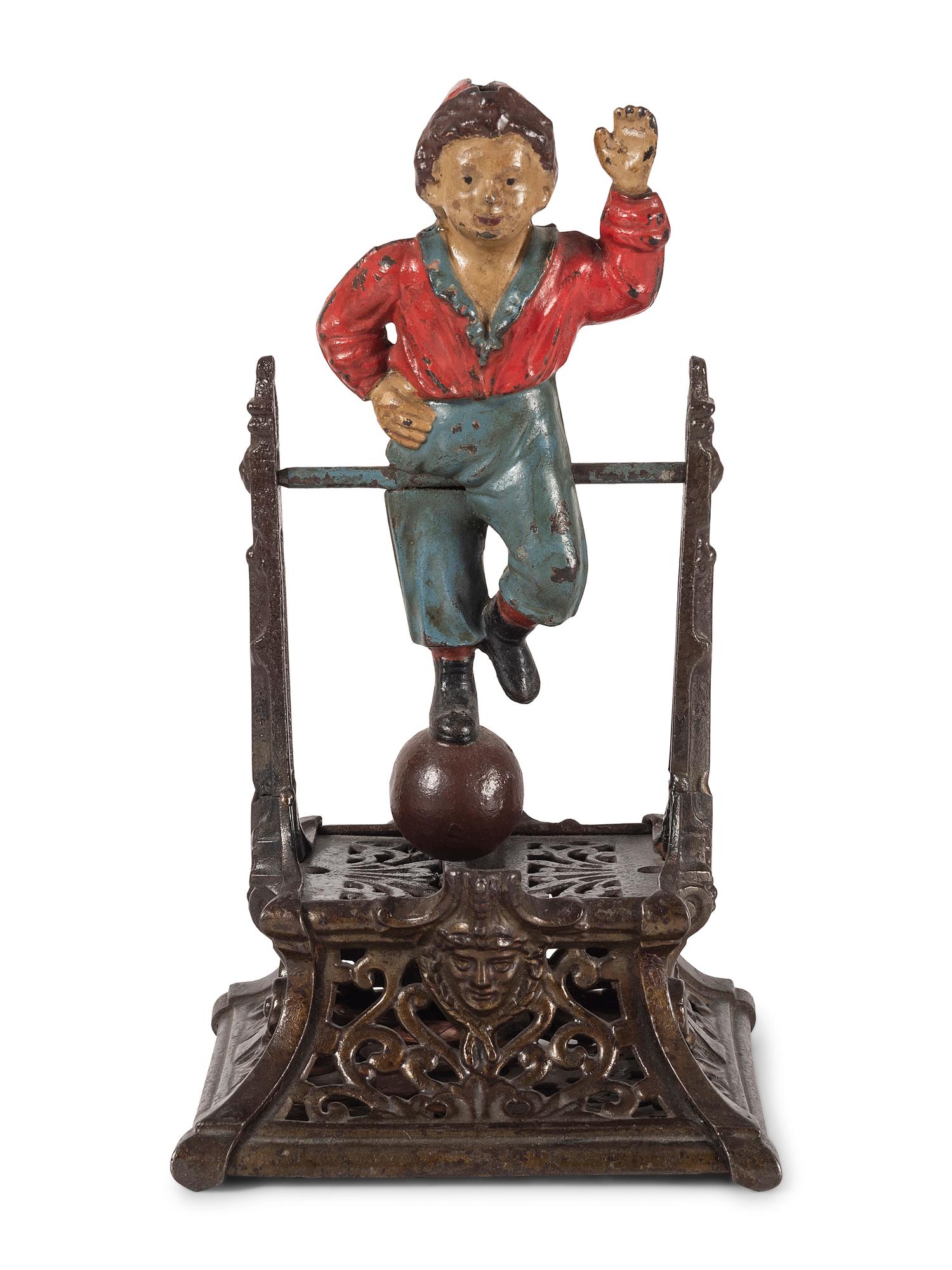 A Trapeze Boy Cast Iron Mechanical Bank