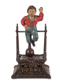 A Trapeze Boy Cast Iron Mechanical Bank