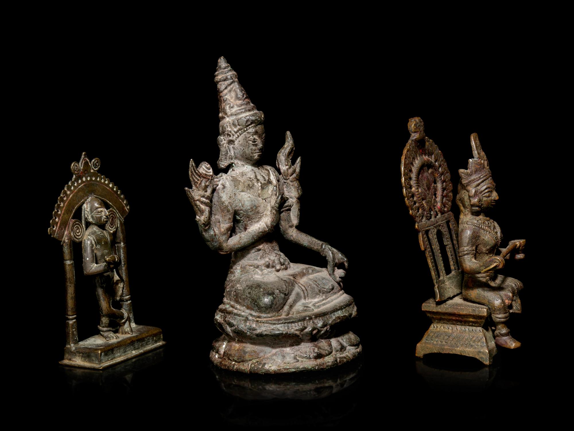 Three Southeast Asian Bronze Figures of Deities