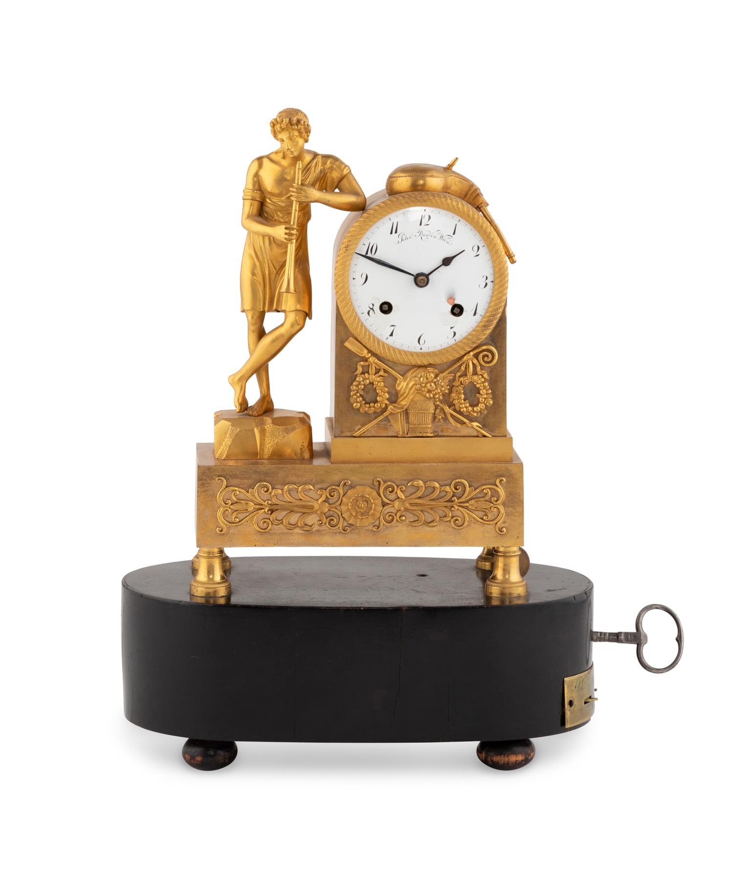 An Empire Gilt Bronze Fusée Musical Clock