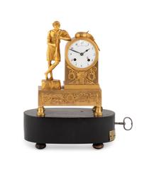 An Empire Gilt Bronze Fusée Musical Clock