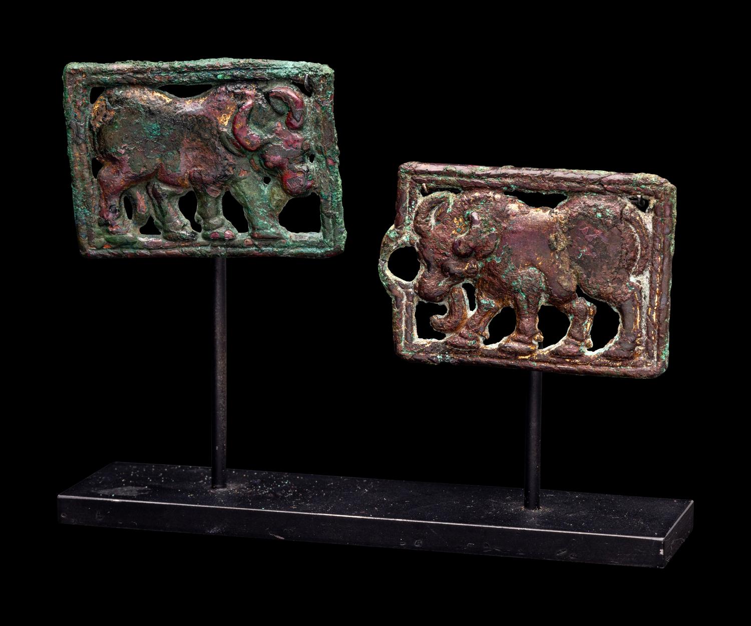 A Pair of Ordos Bronze Belt Plaques