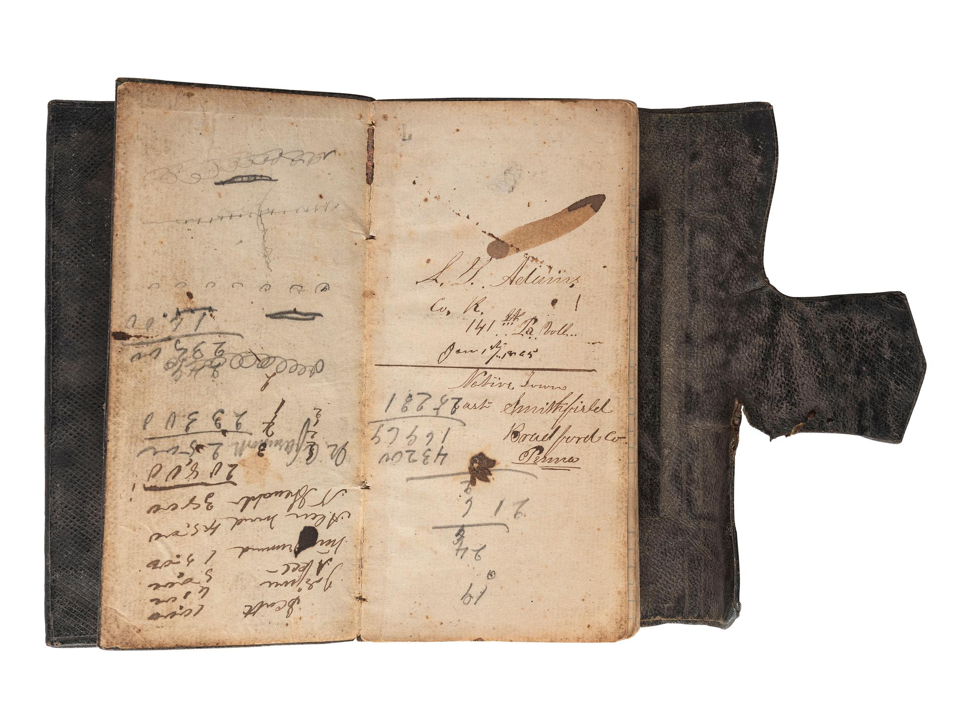 [CIVIL WAR]. Diary of Private Levi T. Adams, Company K, 141st Pennsylvania Infantry Regiment, including accounts from the late siege and eventual surrender of Petersburg, January-June 1865.