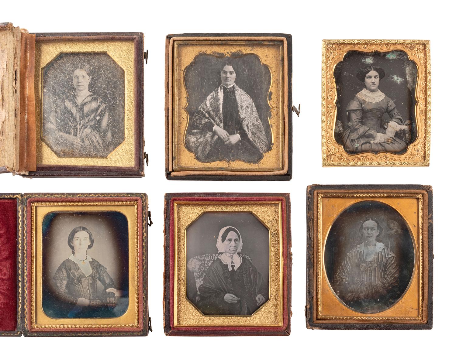 [EARLY PHOTOGRAPHY]. 40 sixth plate daguerreotypes of women of varying ages.