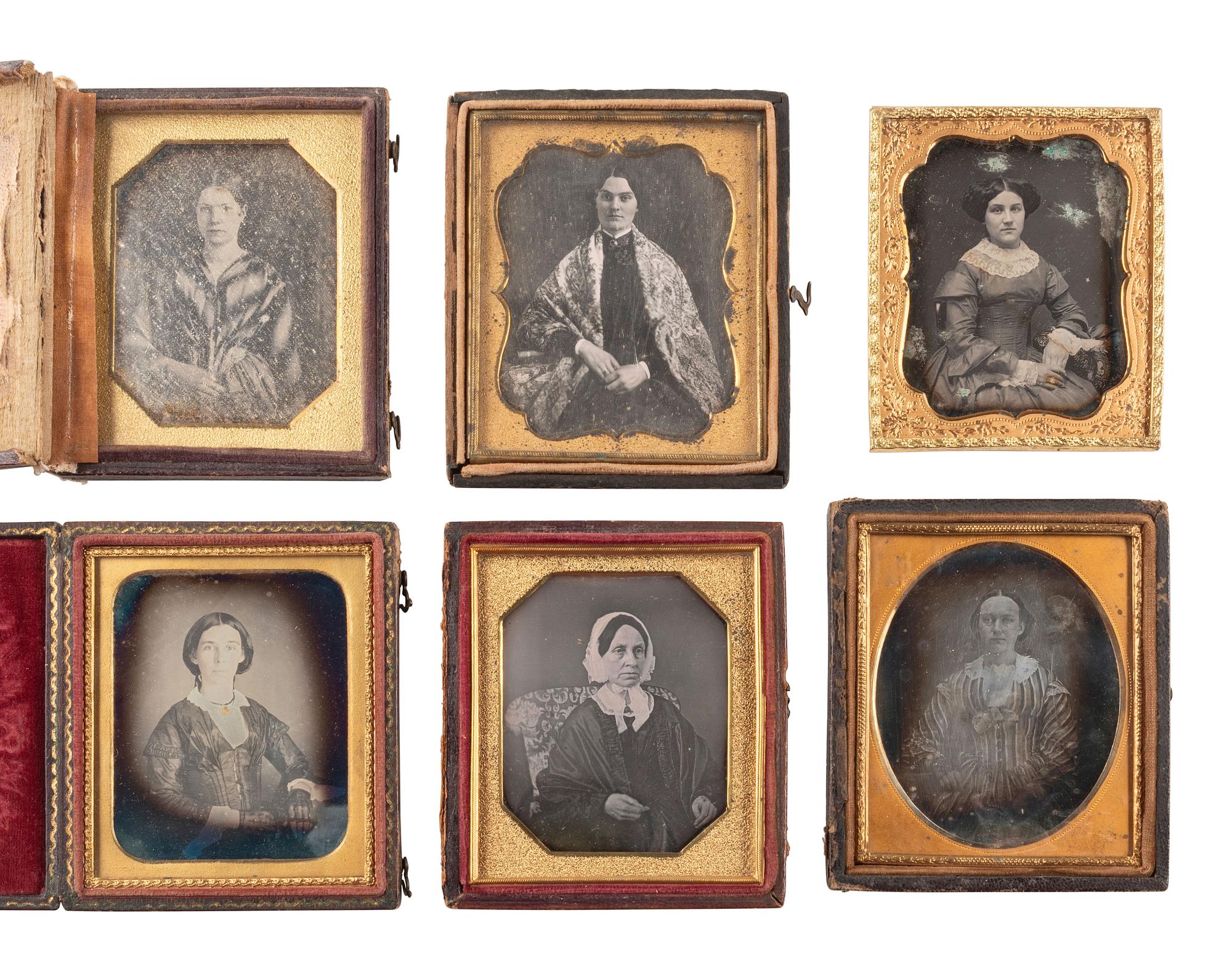 [EARLY PHOTOGRAPHY]. 40 sixth plate daguerreotypes of women of varying ages.