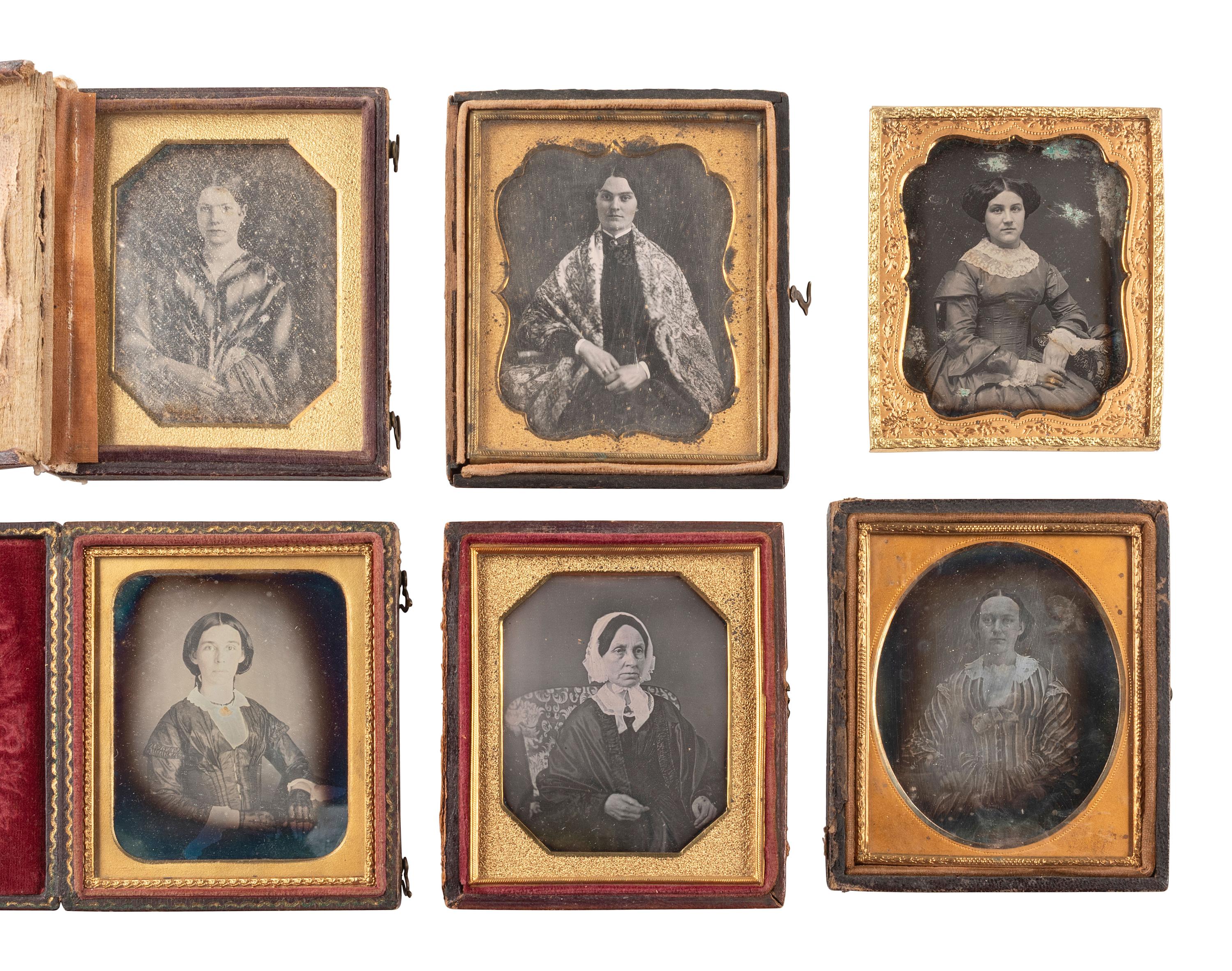 [EARLY PHOTOGRAPHY]. 40 sixth plate daguerreotypes of women of varying ages.