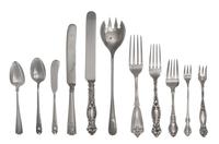 A Collection of American Silver and Silver-Plate Flatware Articles, Various Makers and Patterns, comprising: 27 dinner forks 23 dinner