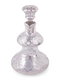 Nine Silver and Silver-Plate Overlay Glass Perfume Bottles and Cruets