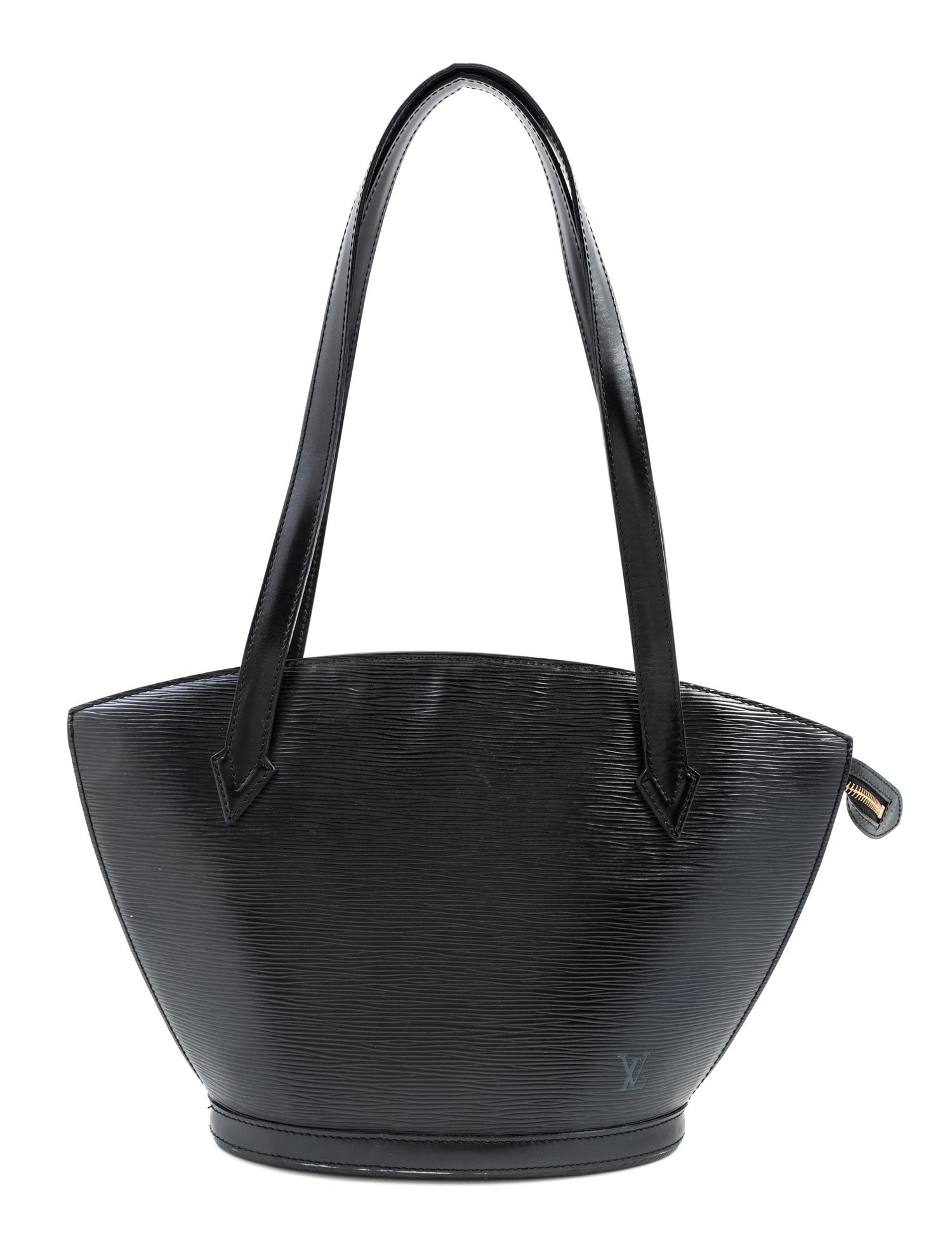 A Louis Vuitton Black Epi Leather Saint Jacques Shoulder Bag, 14.5" x 9.25" x 1.5"; Strap drop: 11".