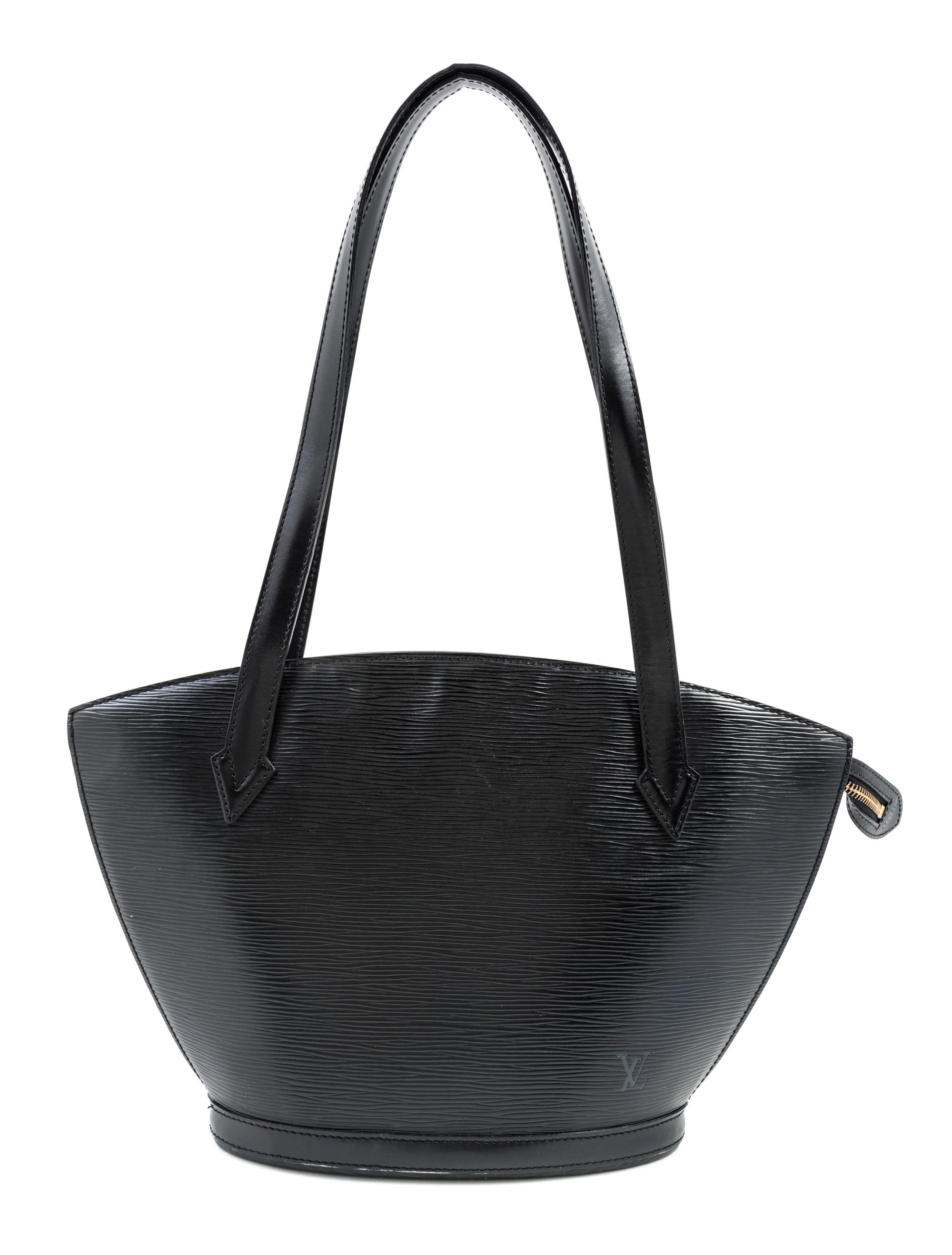 A Louis Vuitton Black Epi Leather Saint Jacques Shoulder Bag, 14.5" x 9.25" x 1.5"; Strap drop: 11".