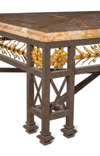 A Gilt Tôle and Iron Marble-Top Cocktail Table