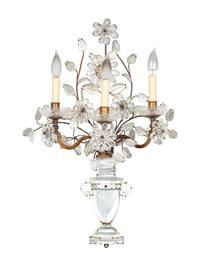 A Gilt Metal and Cut Glass Three-Light Sconce