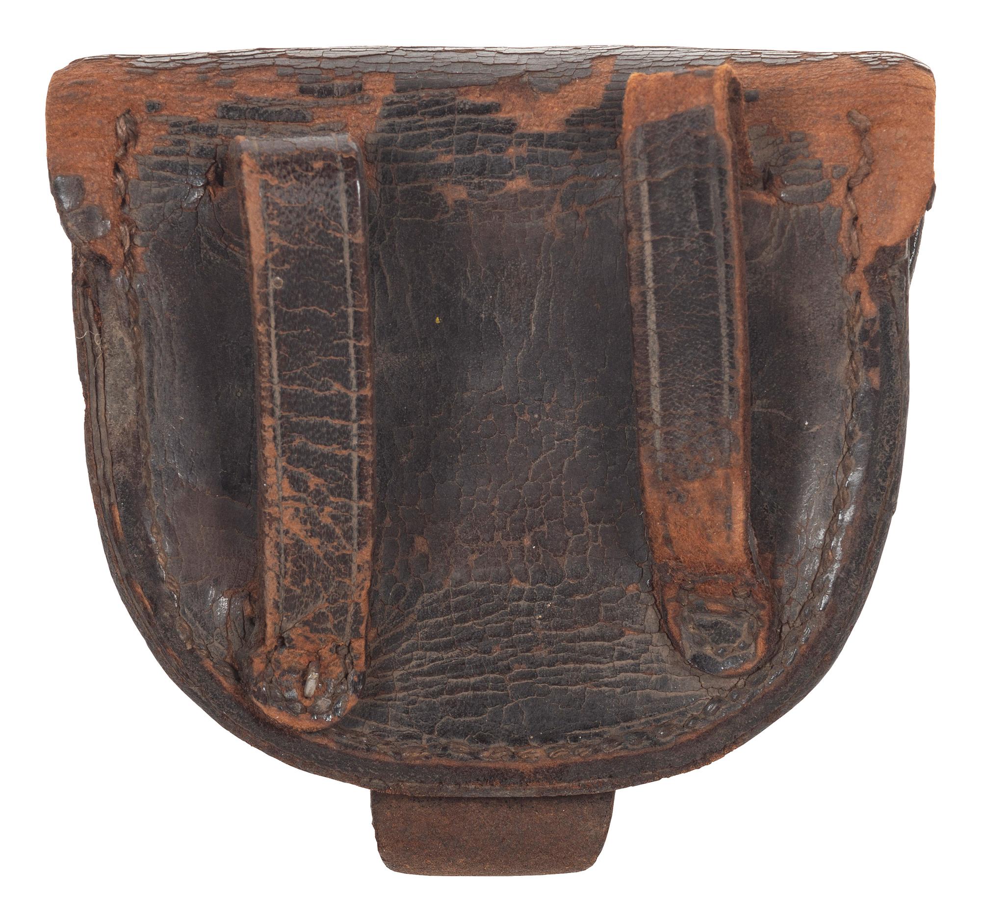 [CIVIL WAR]. Federal percussion cap pouch with "US" plaque, identified to Robert B. Robinson, Co. K, 5th Vermont Infantry Regiment.