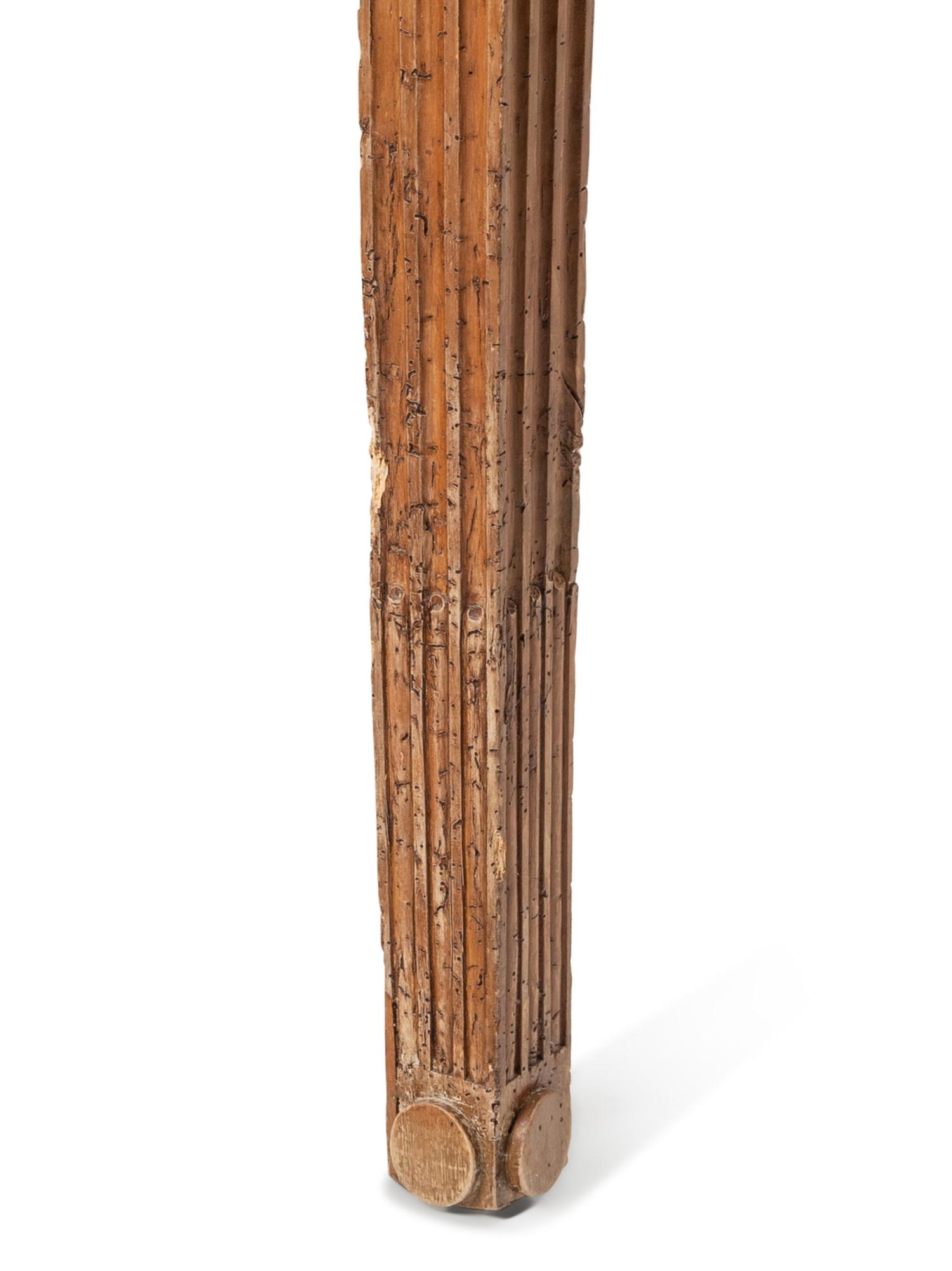 A Louis XVI Provincial Stained Fruitwood Marble-Top Console Table