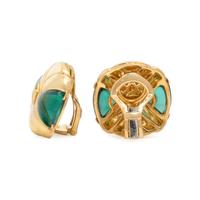 Green Quartz and Yellow Gold Earrings