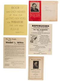 [WILLKIE, Wendell (1892-1944)]. A group of photographs, tickets, publications, sheet music, and other ephemera related Willkie's 1940 presidential nomination and campaign.