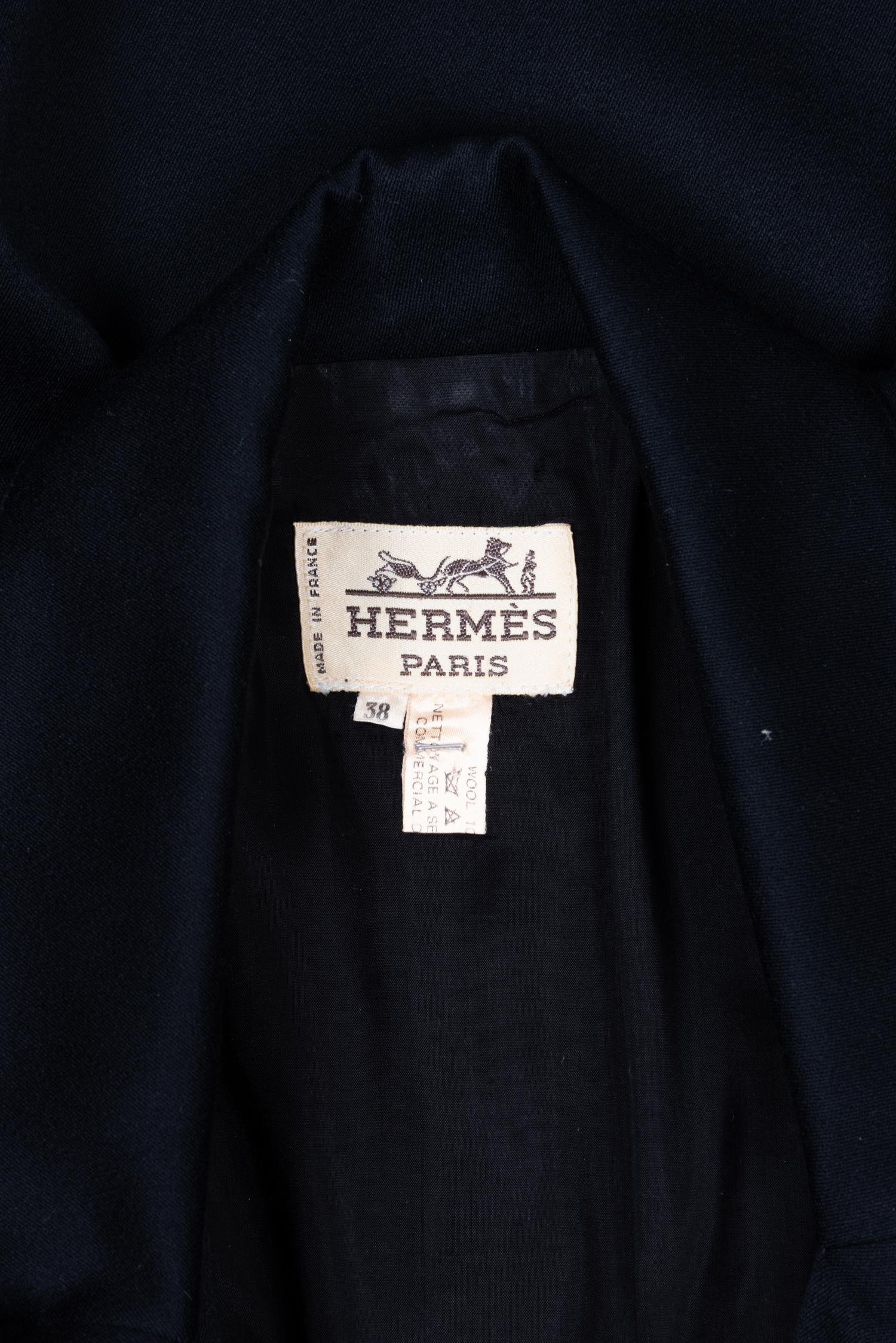 Hermès, Fitted Black Wool Dress