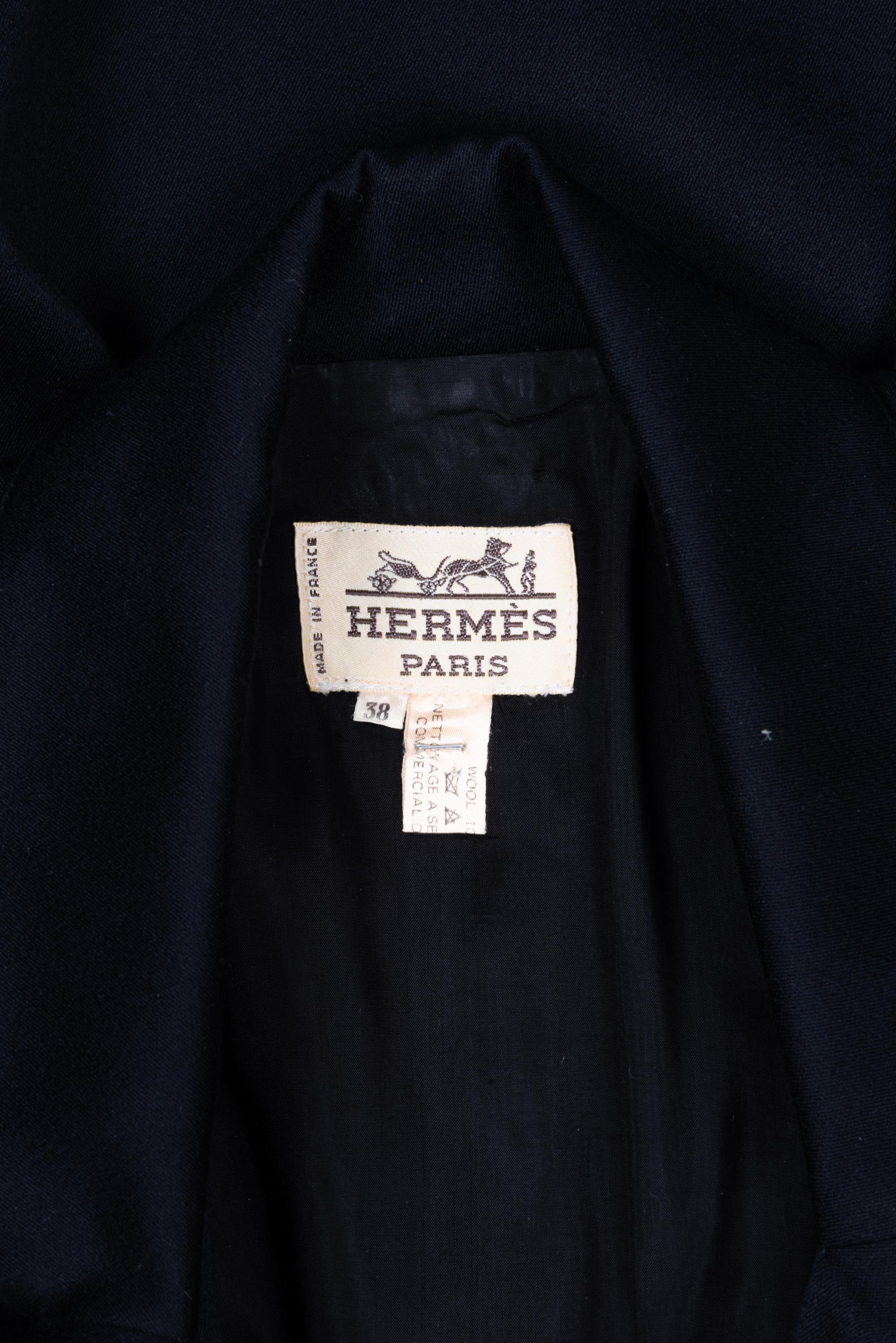 Hermès, Fitted Black Wool Dress