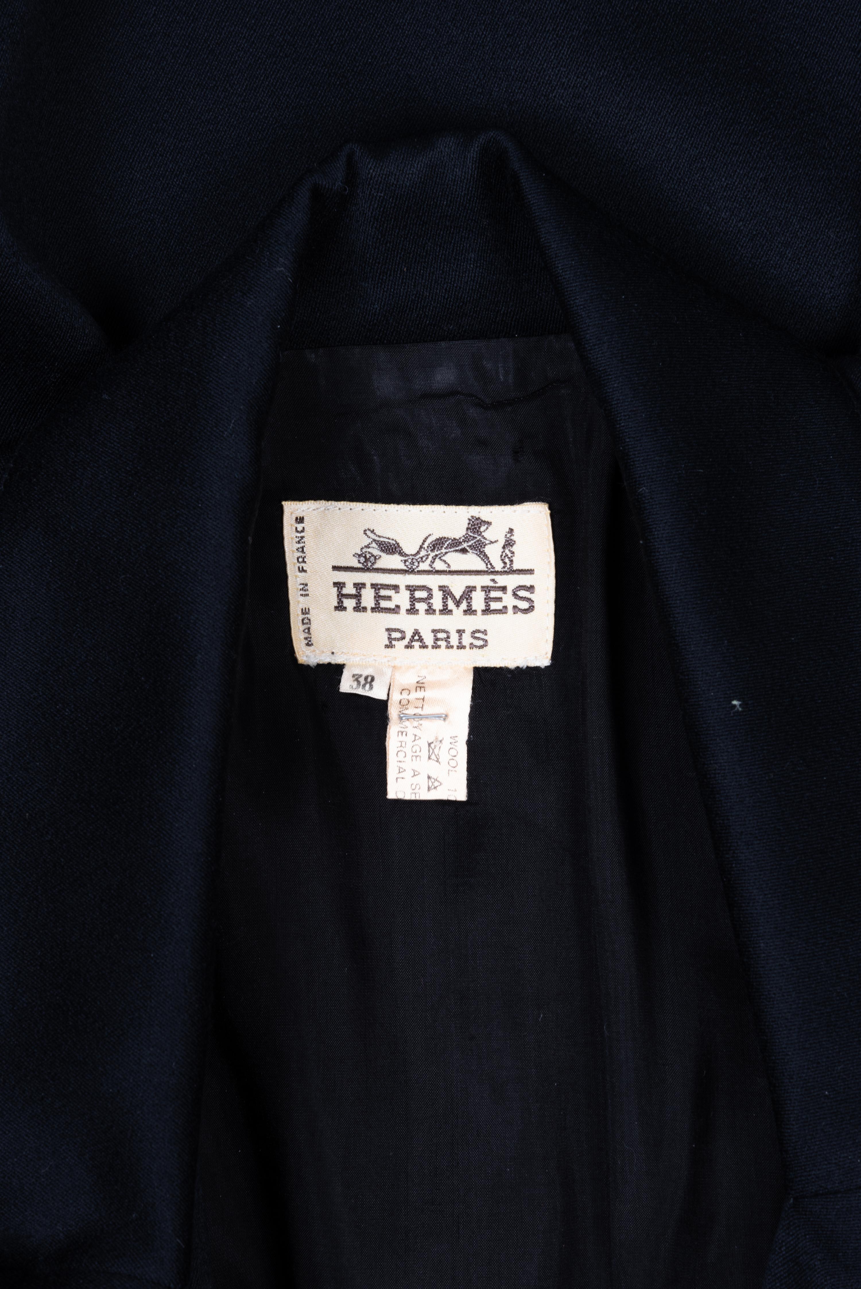 Hermès, Fitted Black Wool Dress