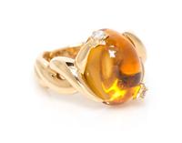 An 18 Karat Yellow Gold, Citrine and Diamond Ring, Chanel, 8.10 dwts.