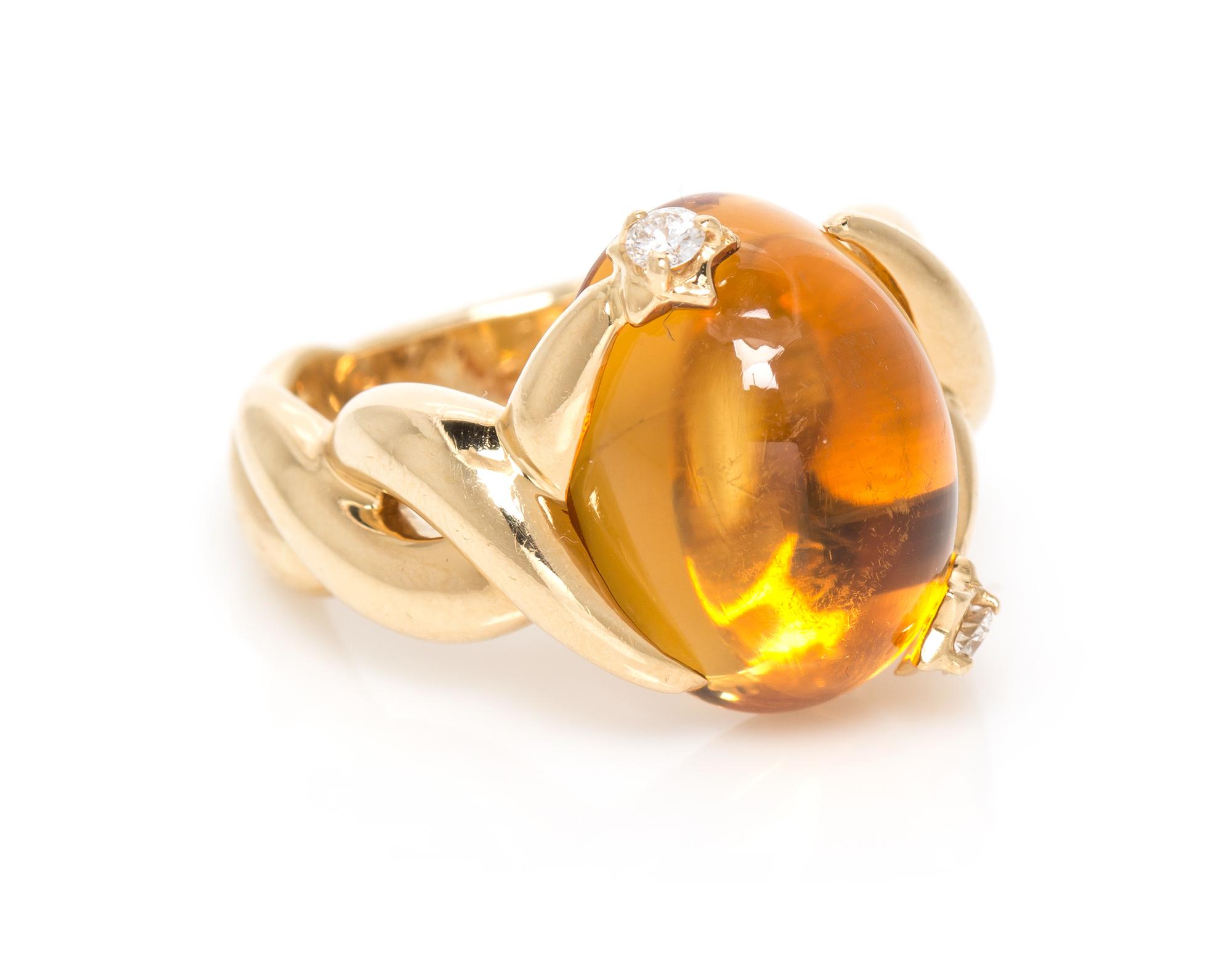 An 18 Karat Yellow Gold, Citrine and Diamond Ring, Chanel, 8.10 dwts.