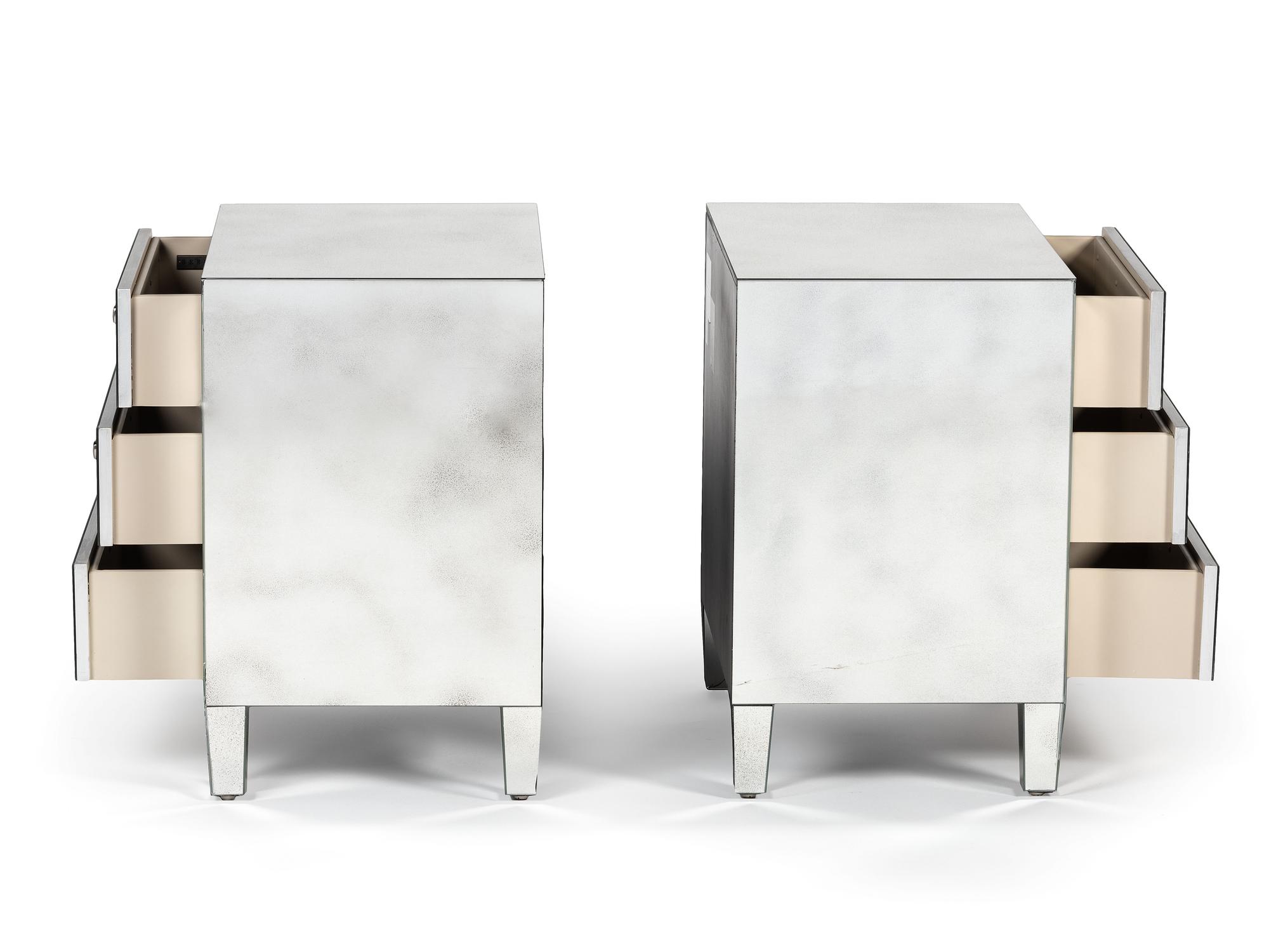 A Pair of Bernhardt Mirrored Side Tables