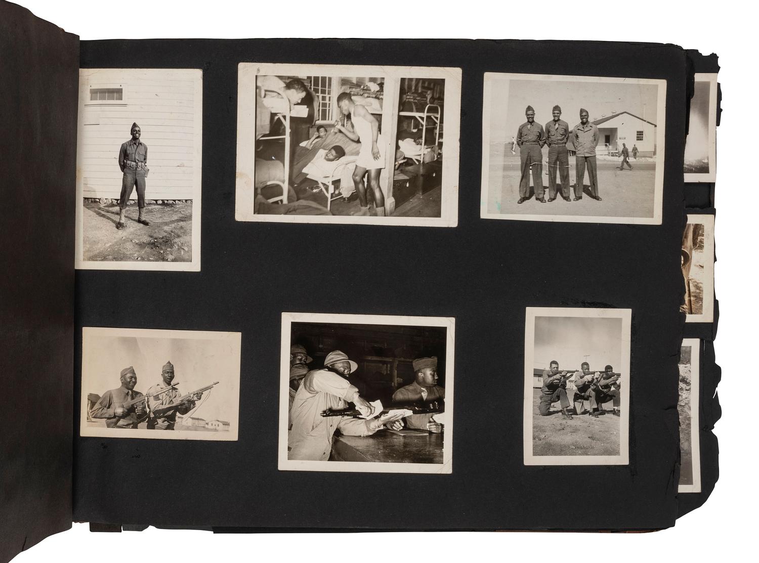[AFRICAN AMERICANA]. Photographic archive related to Sgt. Robert L. Blackburn, 93rd Signal Company, 93rd Infantry Division, of Cleveland, Ohio.