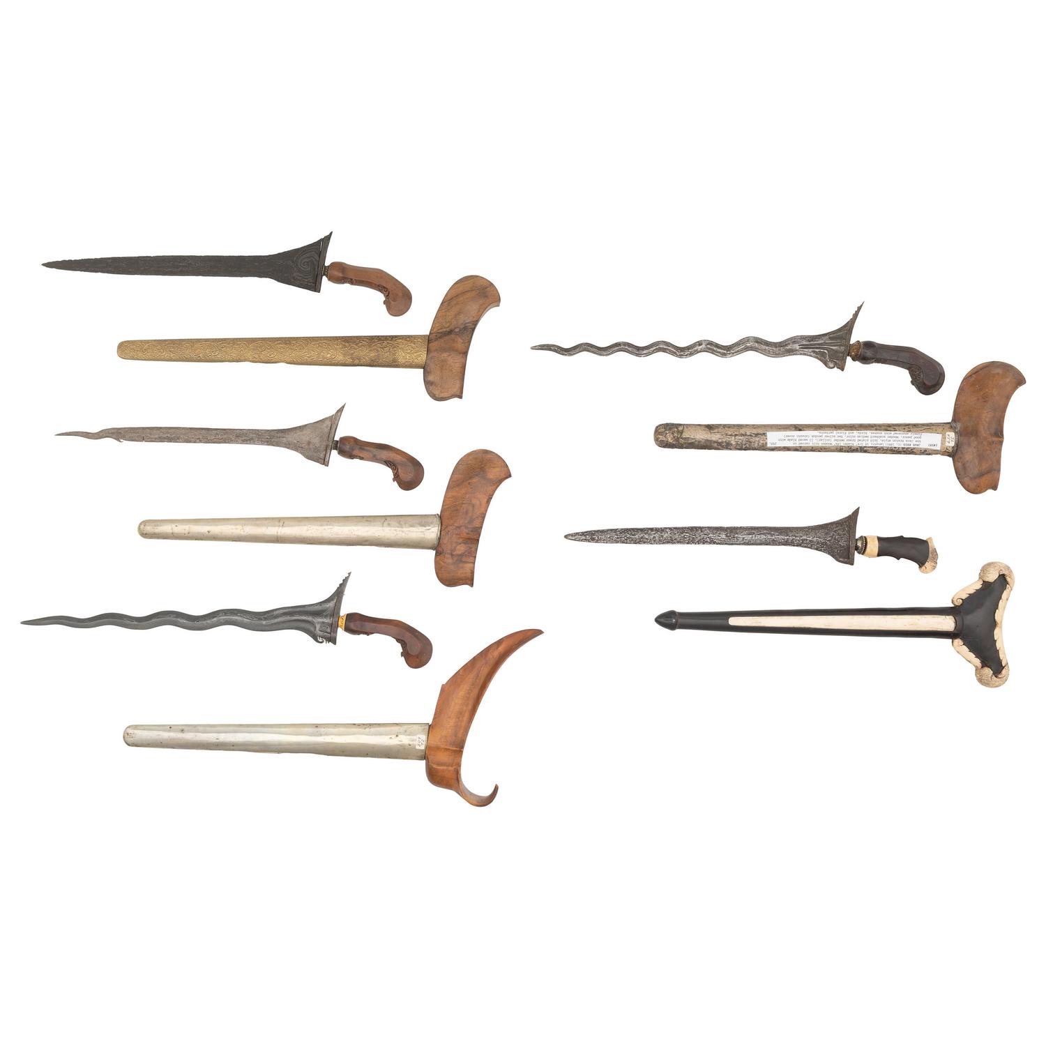 Five Kris Knives with Display Stand