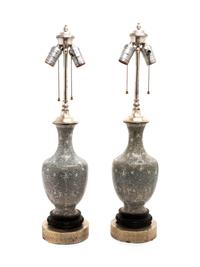 A Pair of Chinese Export Cloisonne Lamps