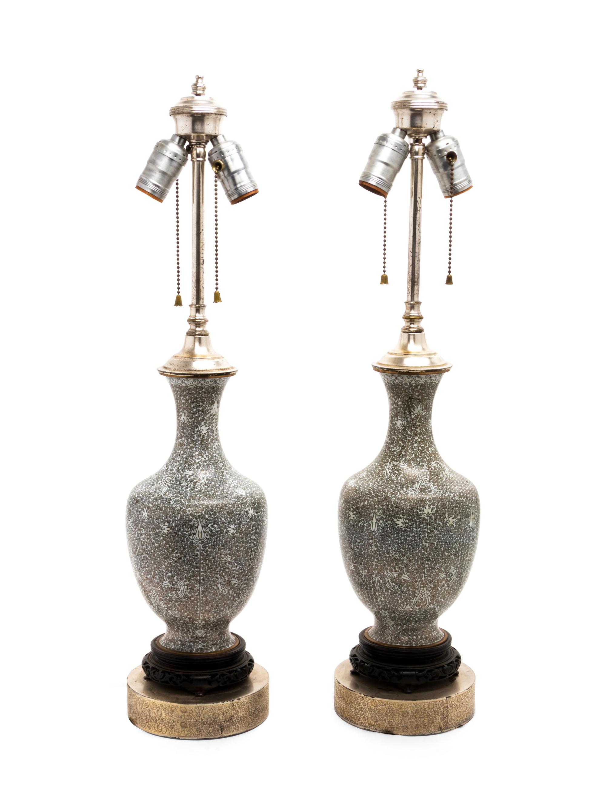 A Pair of Chinese Export Cloisonne Lamps