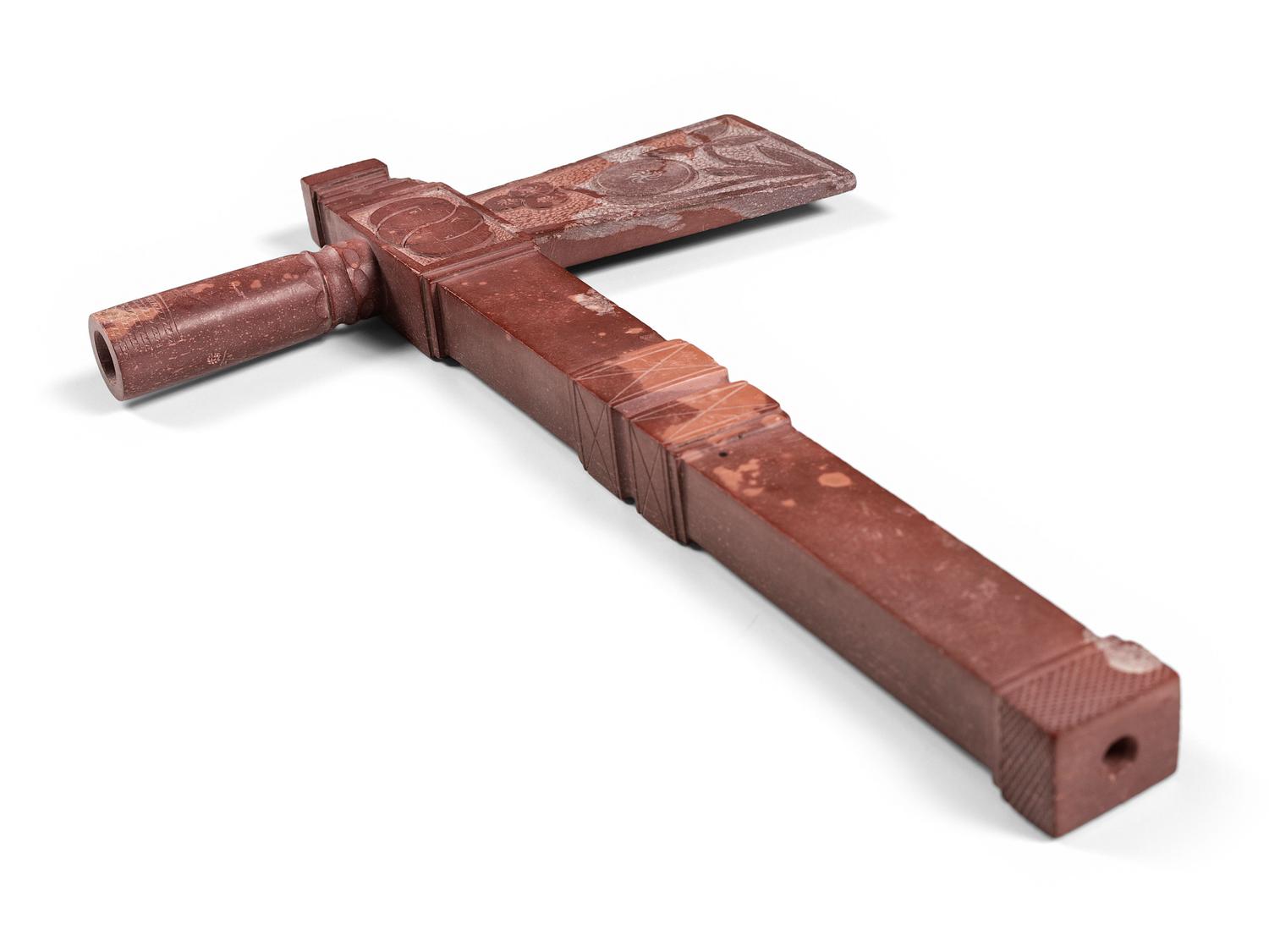 Great Lakes Carved Catlinite Pipe Tomahawk