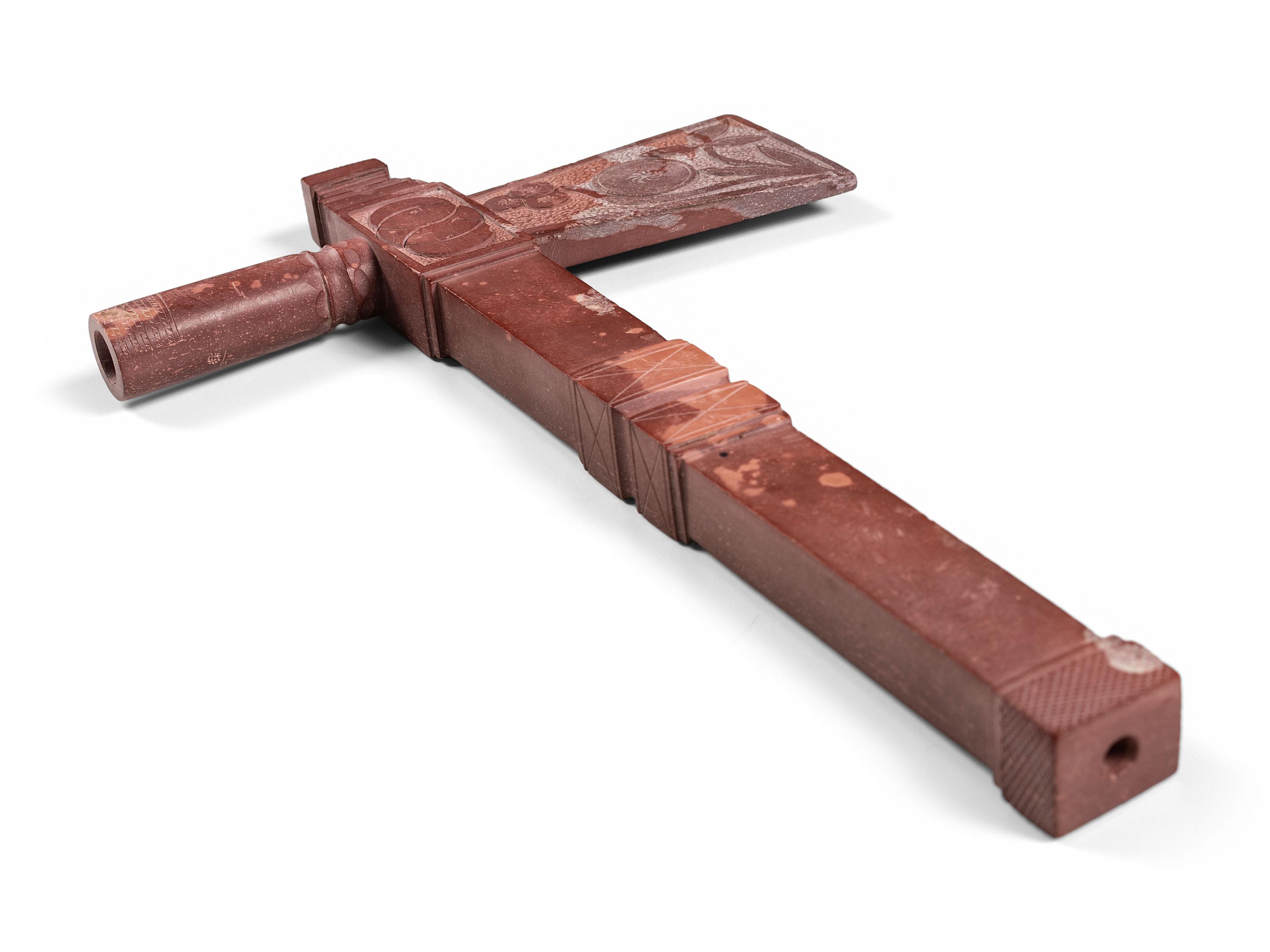 Great Lakes Carved Catlinite Pipe Tomahawk