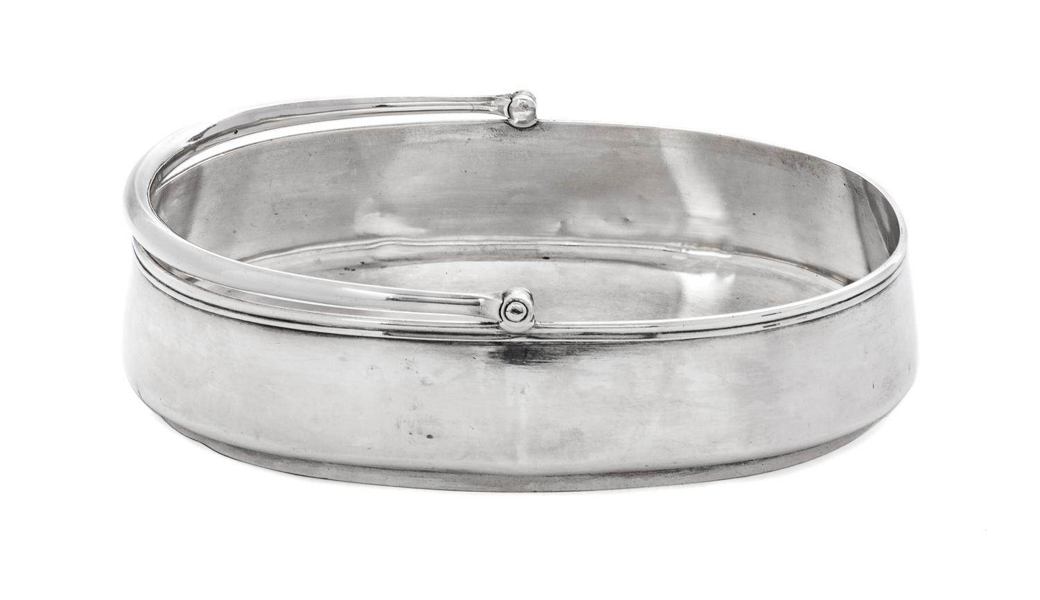 A Russian Silver Basket, St. Petersburg, Late 19th Century, with a swing handle.