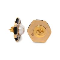 CONVERTIBLE CULTURED MABE PEARL, DIAMOND AND ENAMEL EARRINGS