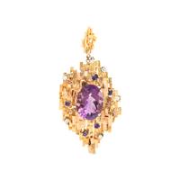 YELLOW GOLD, AMETHYST AND DIAMOND PENDANT
