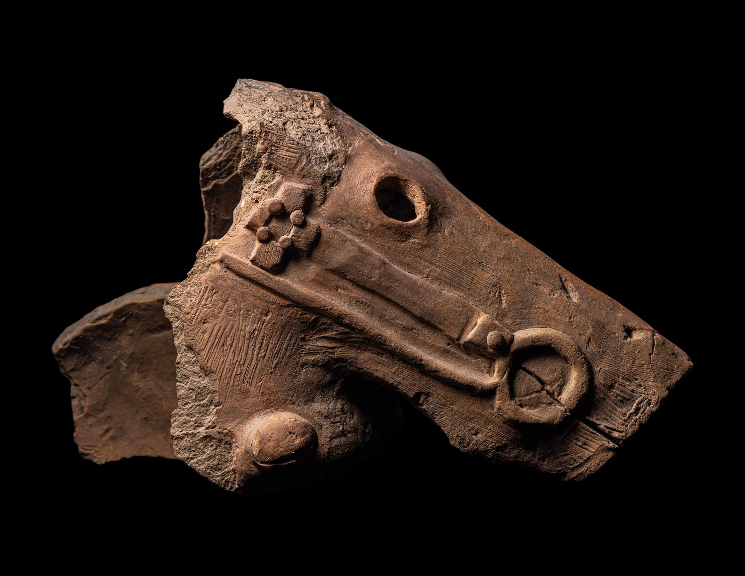 A Japanese Earthenware Fragment of a Head of a Horse