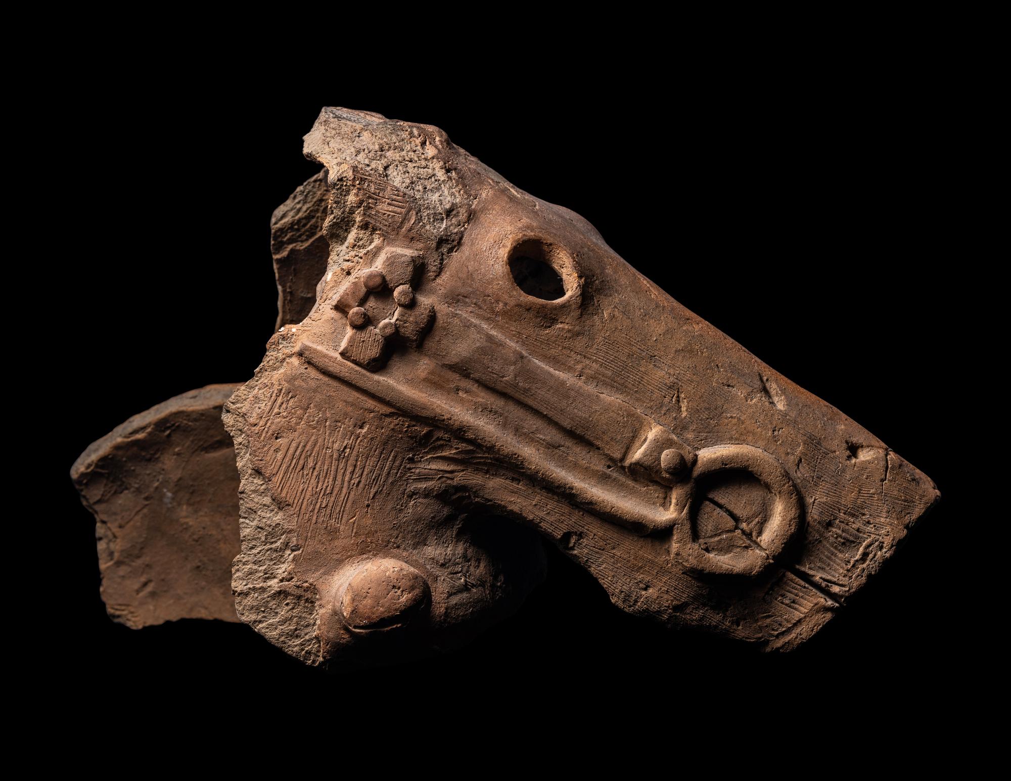 A Japanese Earthenware Fragment of a Head of a Horse