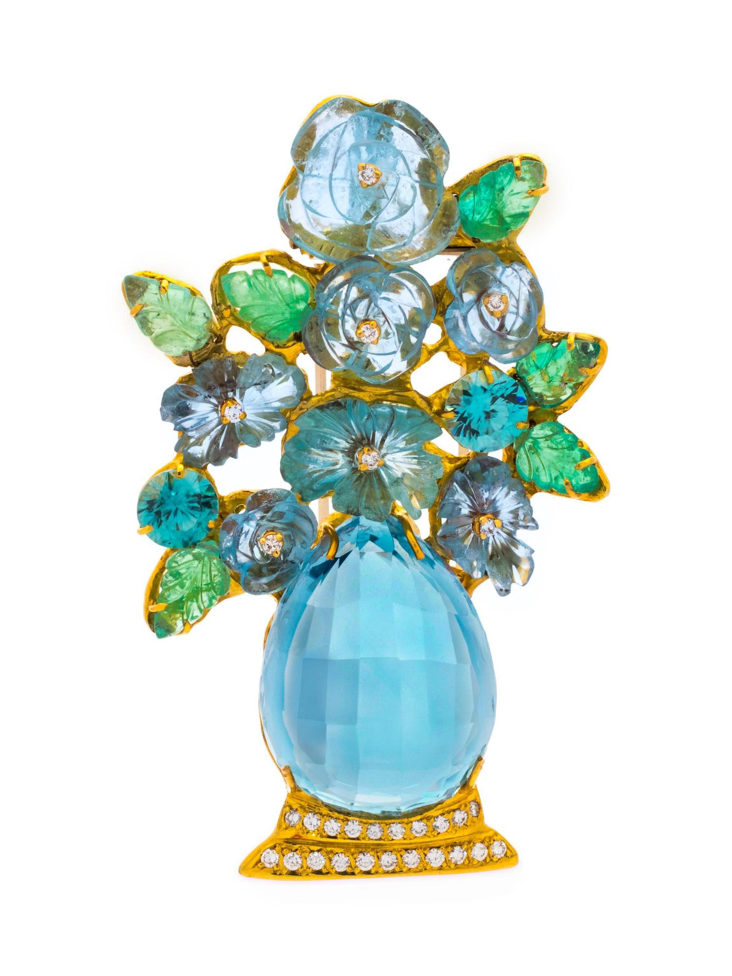DIAMOND AND MULTIGEM GIARDINETTO BROOCH