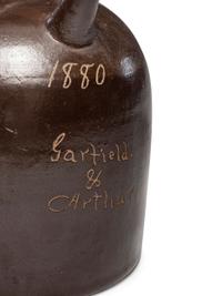 A 'Garfield and Arthur' Presidential Campaign Albany Slip-Glazed Harvest or Field Jug