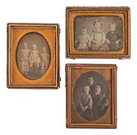 [EARLY PHOTOGRAPHY]. A collection of 8 delightful daguerreotype portraits of groups of 3 or more children, including:
