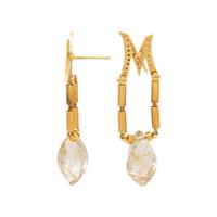 DIAMOND AND RUTILATED QUARTZ 'M' EARRINGS