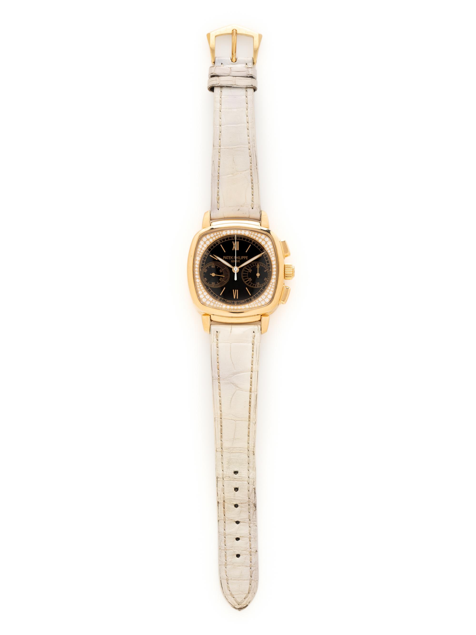 PATEK PHILIPPE, REF. 7071R 18K ROSE GOLD WITH FACTORY DIAMOND DIAL CHRONOGRAPH WATCH, BOX & PAPERS