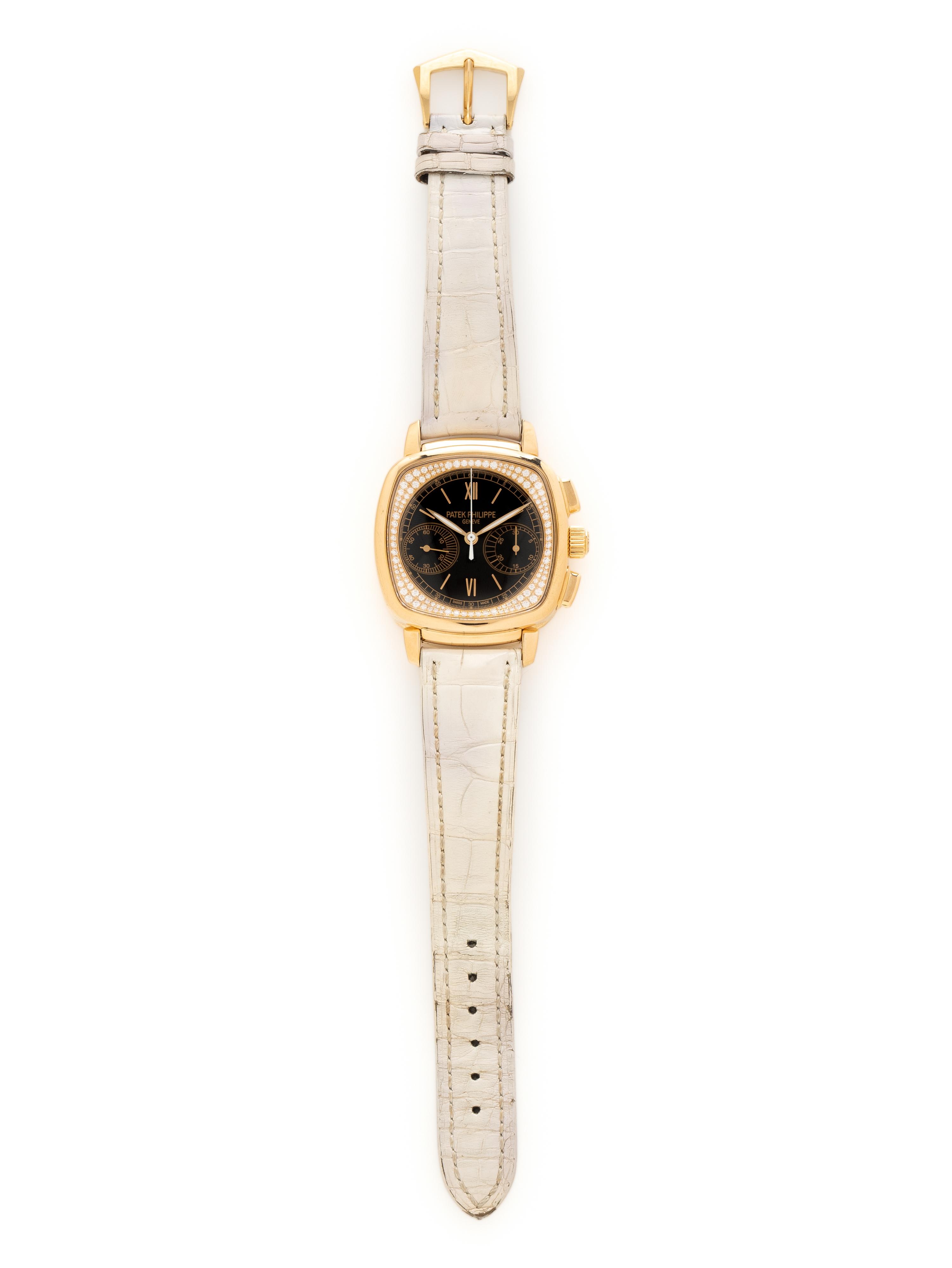 PATEK PHILIPPE, REF. 7071R 18K ROSE GOLD WITH FACTORY DIAMOND DIAL CHRONOGRAPH WATCH, BOX & PAPERS