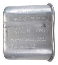 [MILITARIA]. World War II and Korean War-era canteens, canteen covers, and mess kits.