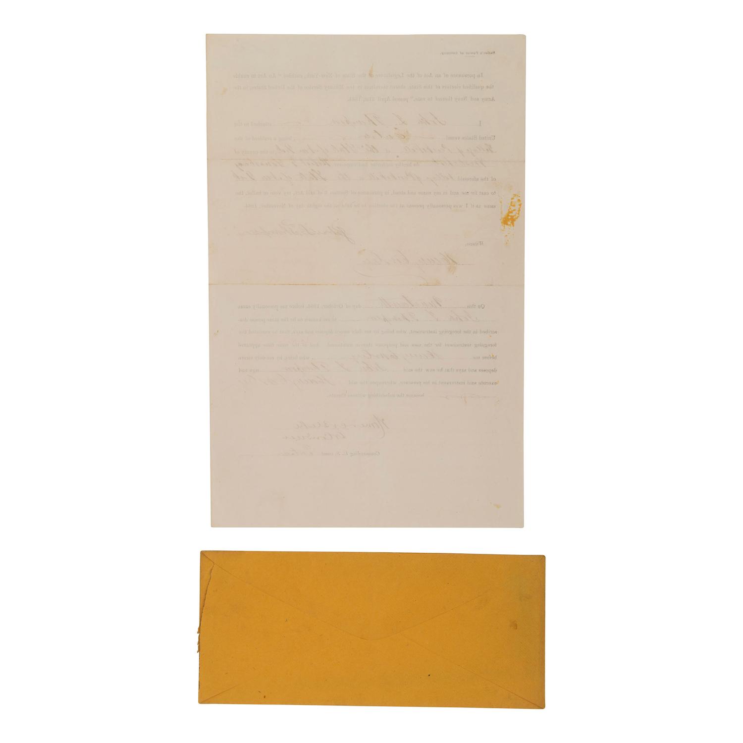 [CIVIL WAR] - [1864 ELECTION]. A group of 3 documents related to the Atlantic Squadron and voting in the 1864 Presidential election, comprising: