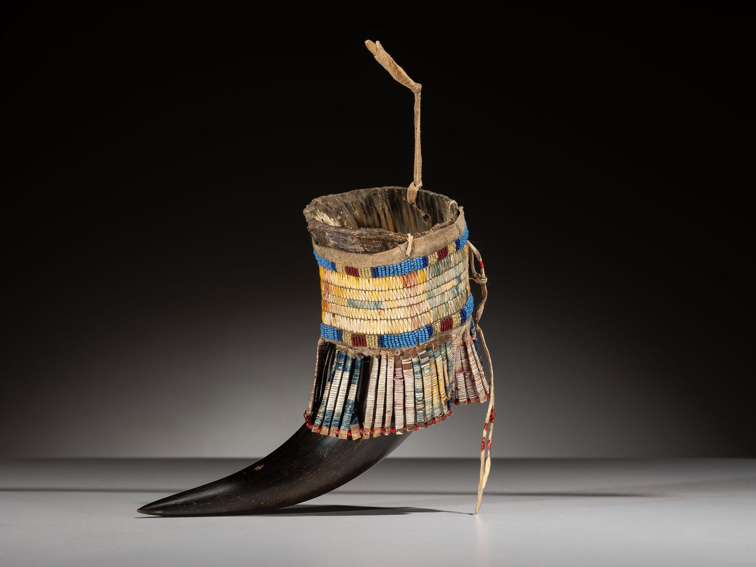 Sioux Quilled and Beaded Buffalo Horn Cup, Published