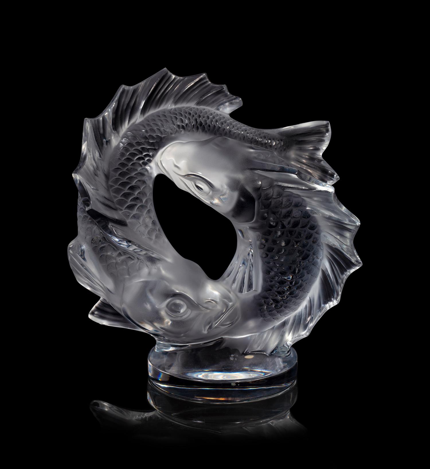 A Lalique Deux Poissons Sculpture