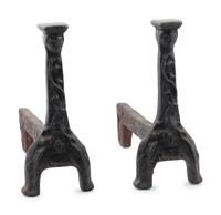 A Pair of French Cast Iron Figural Andirons