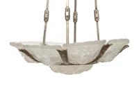 A French Art Deco Frosted Glass Eight-Light Plafonnier