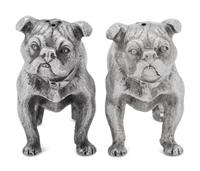 A Pair of Silver Salt and Pepper Shakers in the Form of Bulldogs